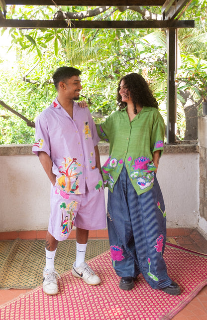 Lilac Upcycled Kantha Patchwork Shirt