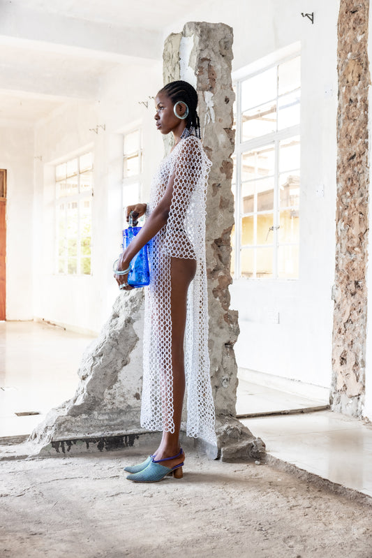 Beaded Long Sleeve Midi Dress