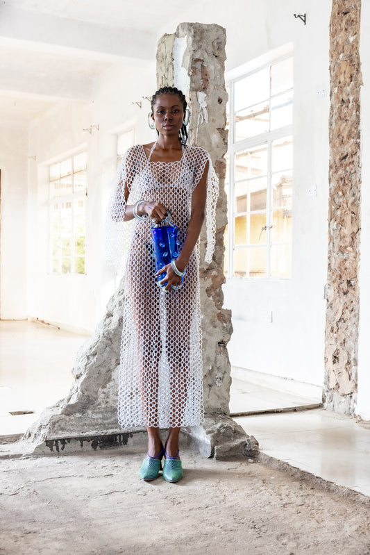 Beaded Long Sleeve Midi Dress