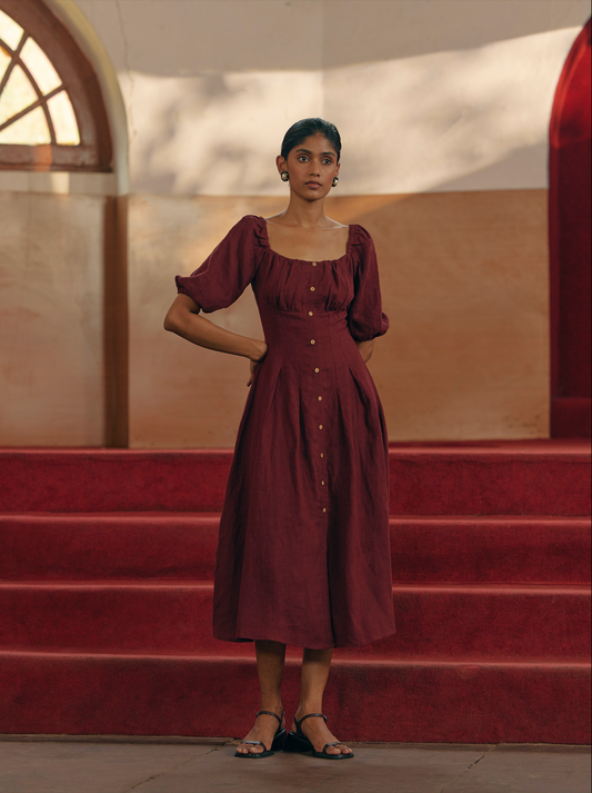 Ella Dress - Maroon