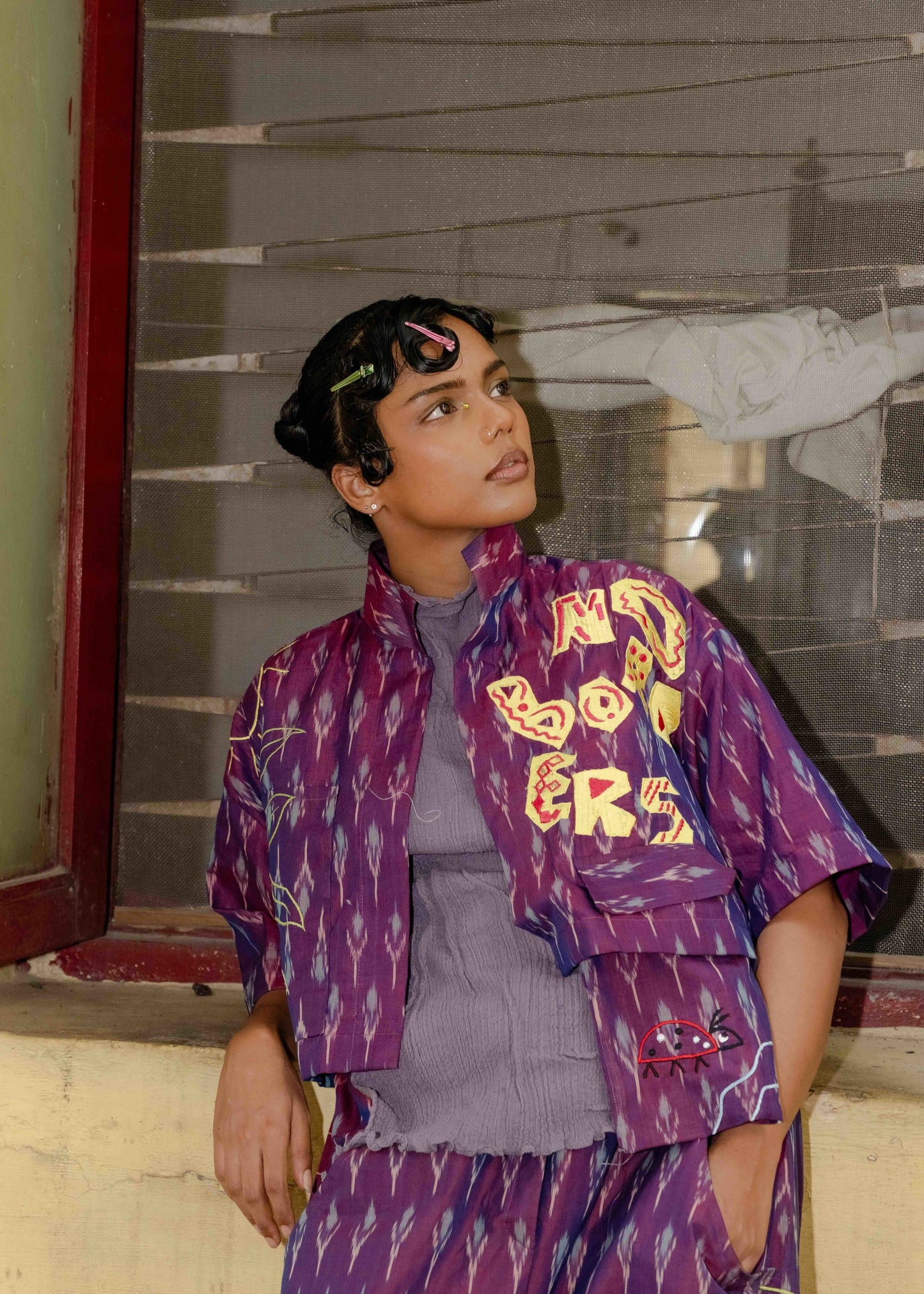 Let love grow Ikat crop shirt