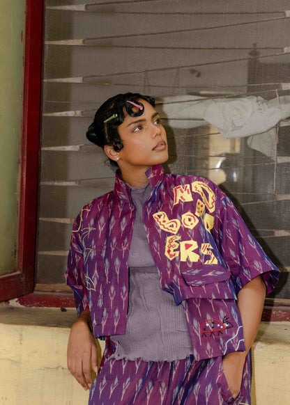 Let love grow Ikat crop shirt