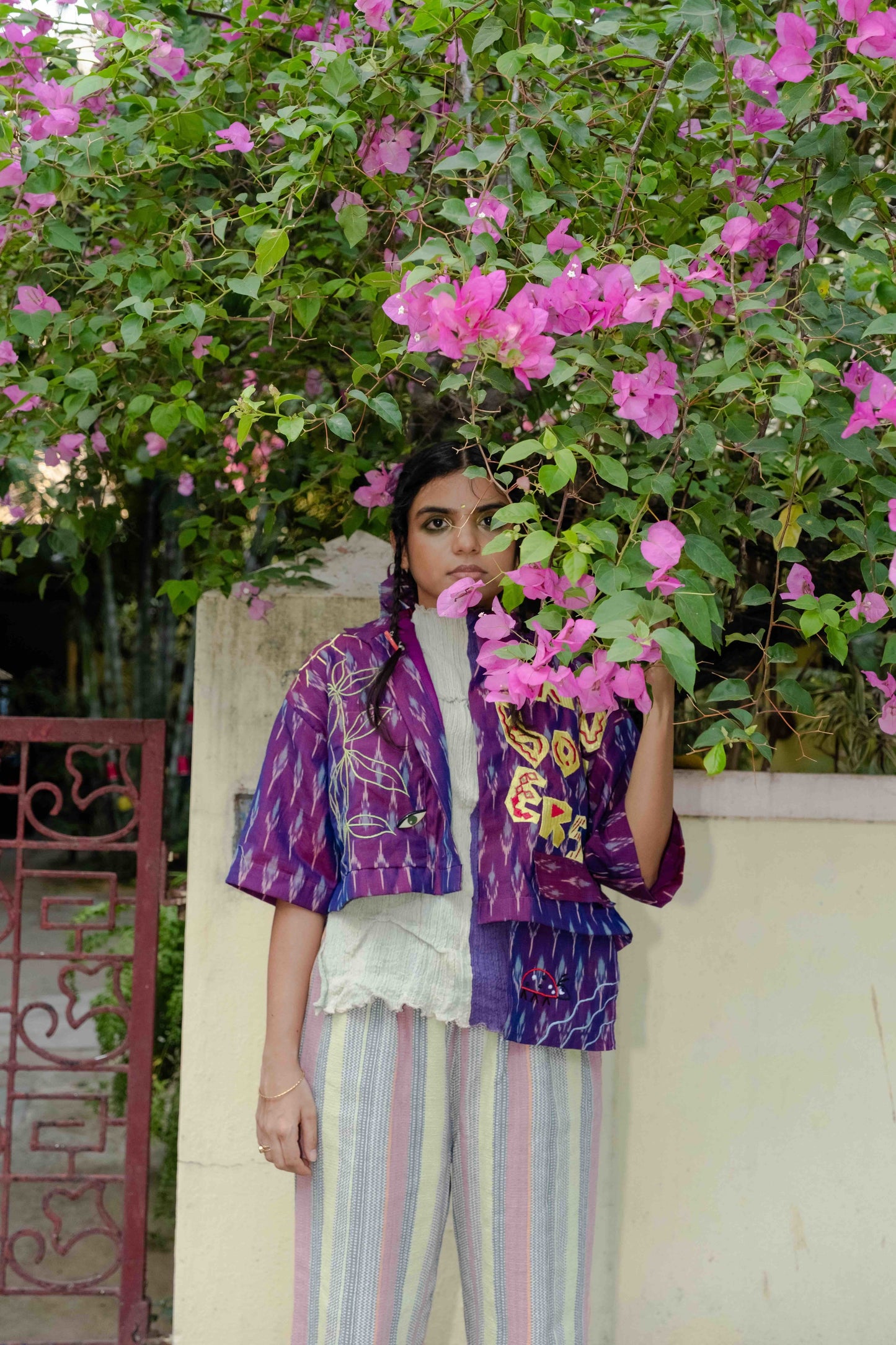 Let love grow Ikat crop shirt