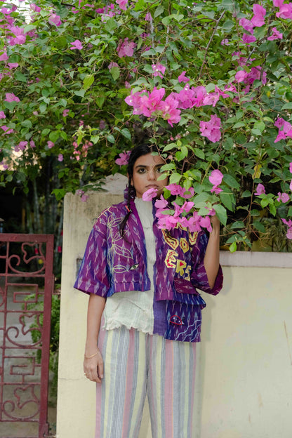Let love grow Ikat crop shirt