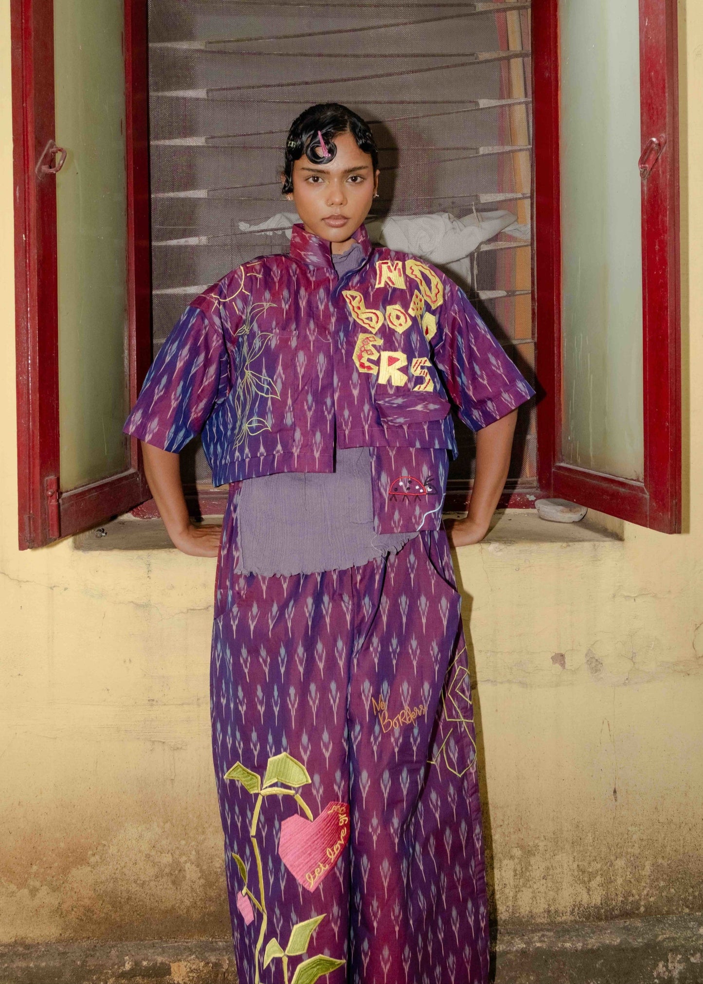 Let love grow Ikat crop shirt