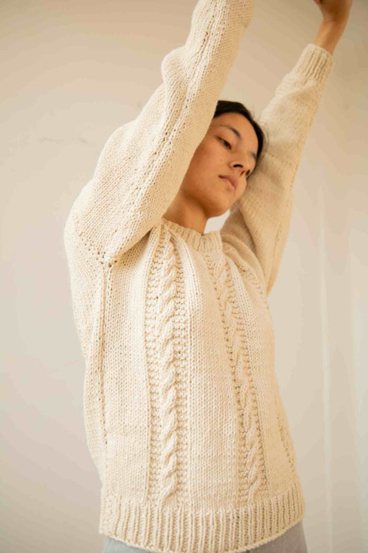 Undyed Hand Knitted Cable Sweater