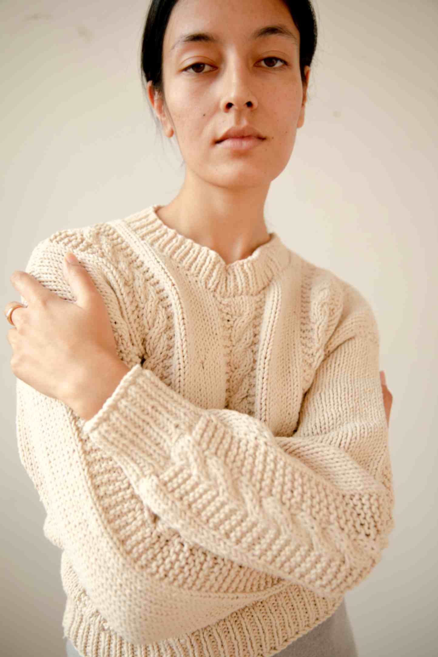 Undyed Hand Knitted Cable Sweater