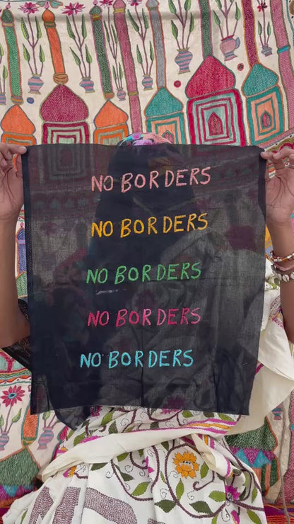 No Borders hand embroidered Kantha tapestry