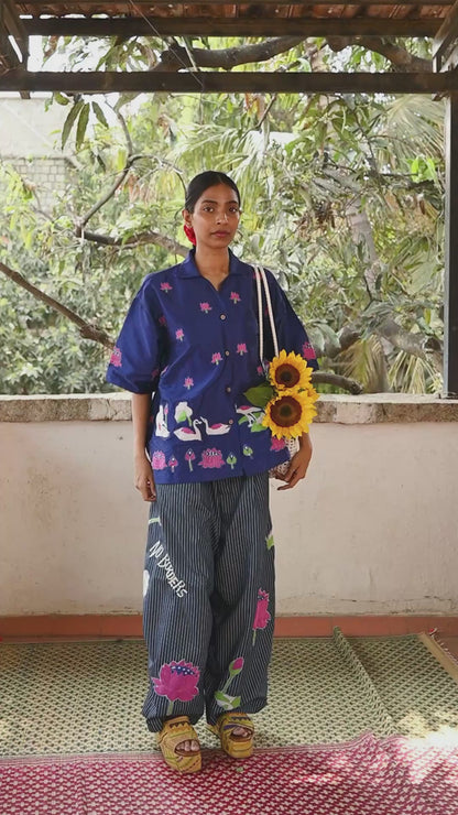 Kantha Lotus Shirt (Blue)