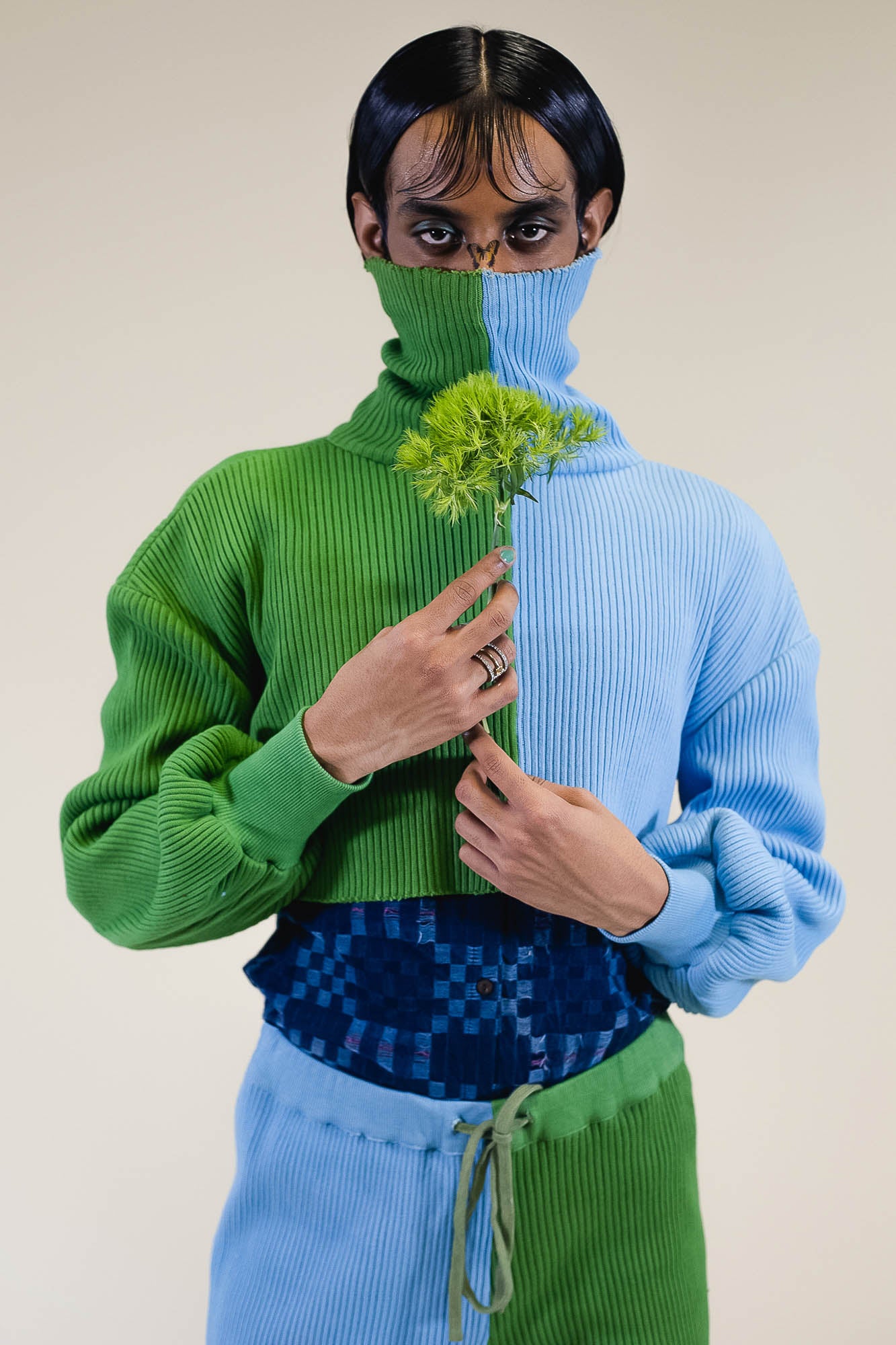 Two Tone Turtleneck Sweater