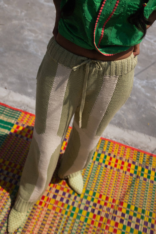 GREEN HAND- KNIT TROUSERS