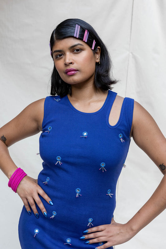 Indigo Blue Shisha Cutout Maxi Dress
