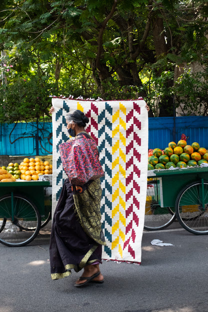 TRI-COLOR HANDWOVEN DHURRIE