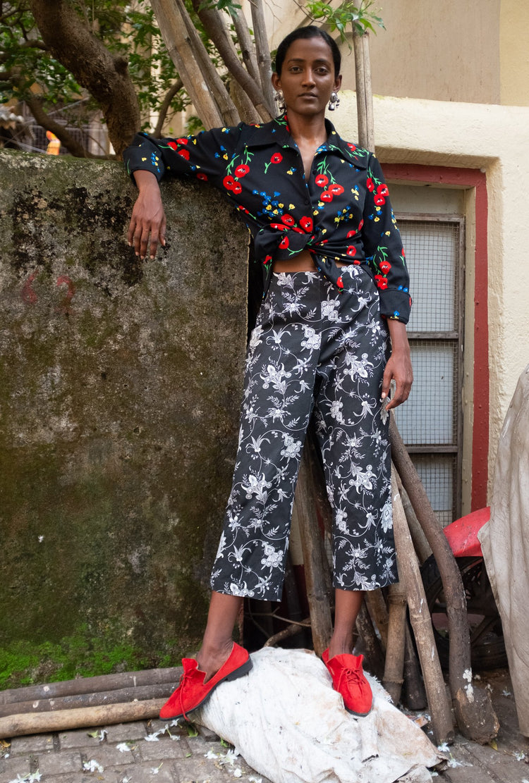 1980s FLORAL PRINT TROUSERS