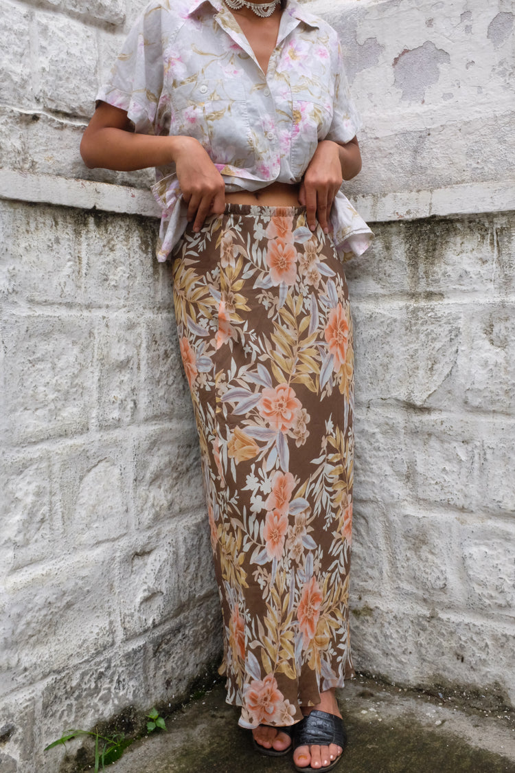 1980s floral print skirt