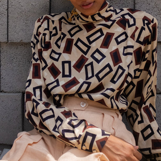 Vintage: 1980s Geometric pattern blouse by Anne Klein