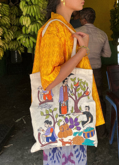 Fish Market Kantha Bag