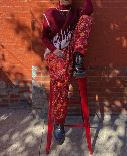 WINE RED IKAT VEST