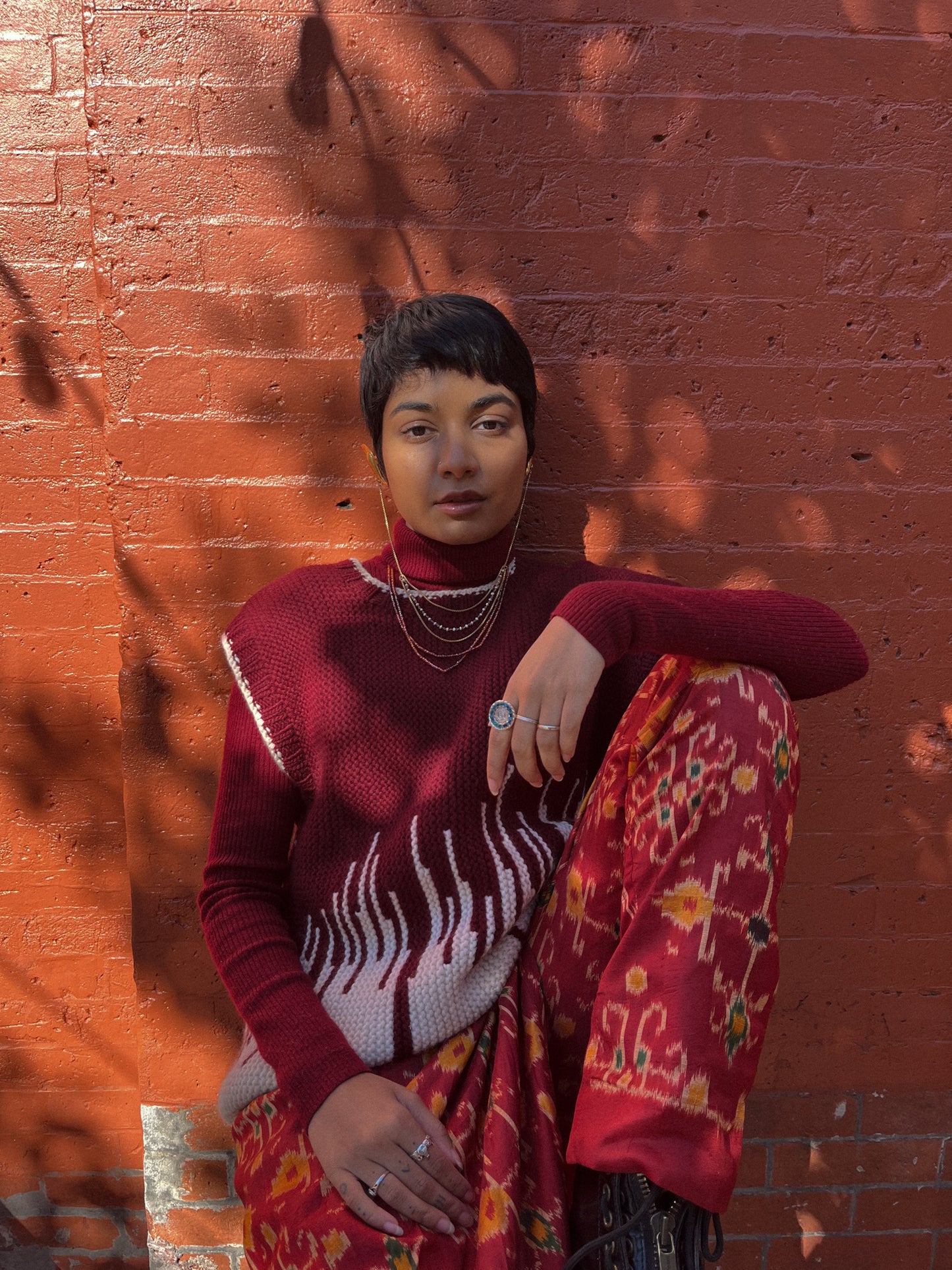 WINE RED IKAT VEST