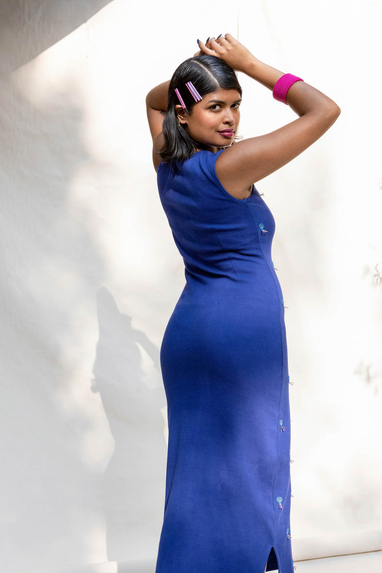 Indigo Blue Shisha Cutout Maxi Dress