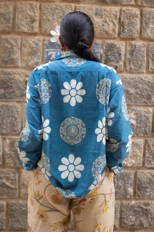 INDIGO FLOWER SHIRT