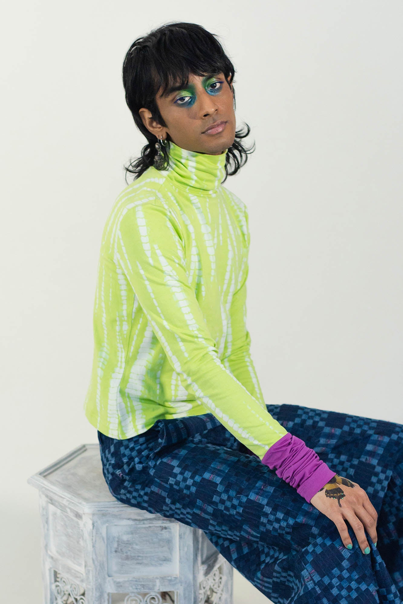 Acid Lime Churidaar Turtleneck